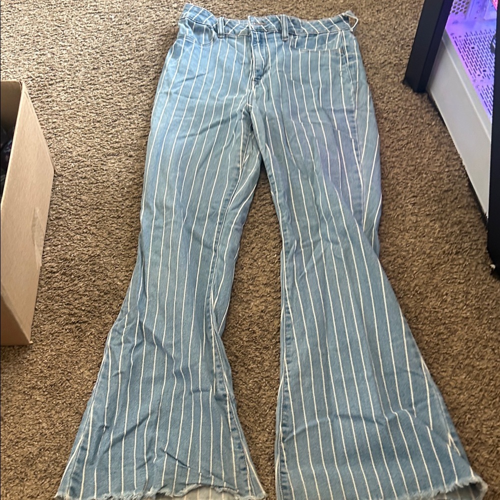 Striped Blue Women's Jeans